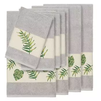 Linum Home Textiles Турецкий хлопок Zoe Набор украшенных полотенец из 8 предметов, светло-серый