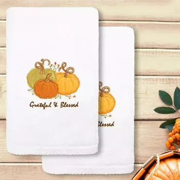 Linum Текстиль для дома Grateful & Blessed Роскошный набор из 2 полотенец для рук с вышивкой из турецкого хлопка