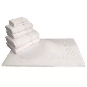 Линум Текстиль для дома махровый 7 шт. Набор банных полотенец и коврика для ванной с греческим ключом