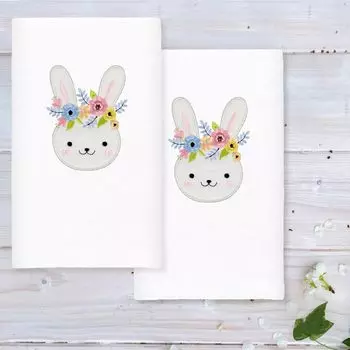 Linum Текстиль для дома с цветочной короной и вышивкой Роскошные турецкие хлопковые полотенца для рук, набор из 2 упаковок, белый