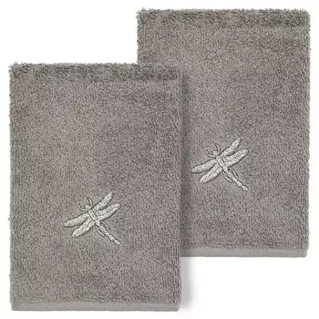 Linum Текстиль для дома Турецкий хлопок Braelyn Набор мочалок с украшением из 2 предметов Linum Home Textiles, цвет Dark Gray