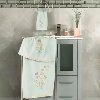Linum Текстиль для дома Турецкий хлопок Mariposa Набор из 2 украшенных банных полотенец, бежевый