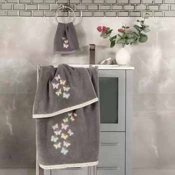 Linum Текстиль для дома Турецкий хлопок Mariposa Набор из 3 украшенных полотенец
