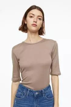 Лиоцелл футболка H&amp;M, темно-бежевый