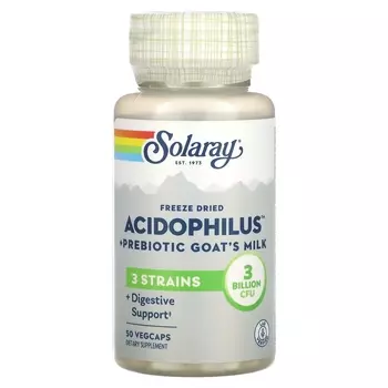 Лиофилизированный ацидофилин + пребиотик из козьего молока Solaray, 50 растительных капсул