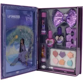 Lip Smacker Книга желаний в жестяной коробке Disney Wish Inspired Beauty Book с помадами, мерцающими кремами, лаками для ногтей и косметическими аксессуарами для создания образа принцессы для детей