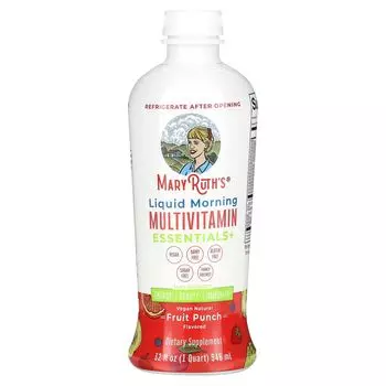 Liquid Morning Multivitamin Essentials+, Фруктовый пунш, 32 жидких унции (946 мл) Maryruth'S