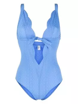 Lisa Marie Fernandez купальник из сирсакера с фестонами, синий