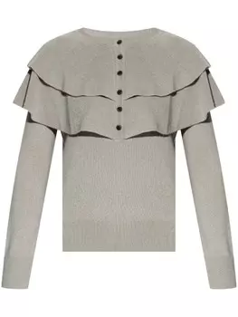 Lisa Yang кашемировый джемпер Aubrey с оборками, серый