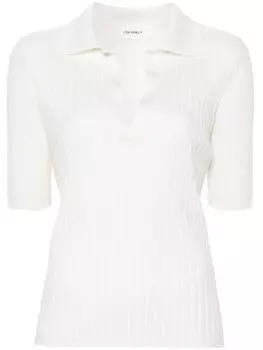 Lisa Yang рубашка поло Freda в рубчик, нейтральный цвет