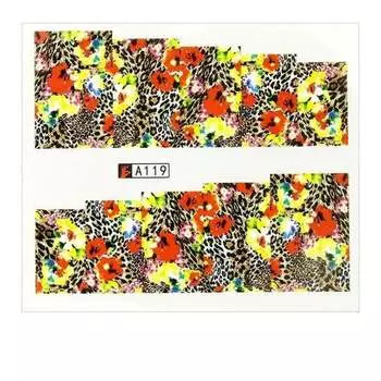 Лист наклеек для ногтей на водной основе 6,5 х 5,5 см на 10 пальцев № А119, Molly Lac