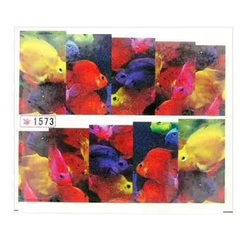 Лист наклеек для ногтей на водной основе 6,5 х 5,5 см на 10 пальцев 1573 MollyLac, Molly Lac