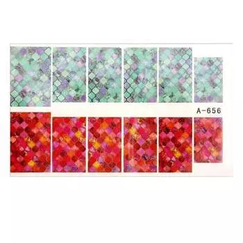 Лист наклеек для ногтей на водной основе 9 х 5,5 см А № 656, Molly Lac