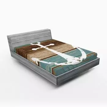 Лист с якорем ABAKUHAUS, Dirt Art, морское море, океан, якорь, созданные в цифровой форме изображения горизонтальных деревянных досок, 90 x 190 см, разноцветные