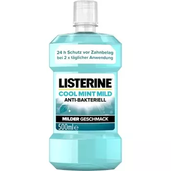 LISTERINE Cool Mint Mild 500 мл Антибактериальная жидкость для полоскания рта с эфирными маслами без спирта Идеальное дополнение к ежедневному уходу за полостью рта