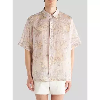 Лиственная рубашка с короткими рукавами Etro, фиолетовый