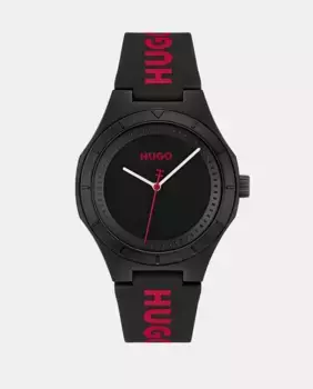 Lit for Him 1530343 черные силиконовые мужские часы Hugo, черный