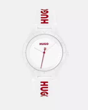 Lit for Him 1530345 Белые силиконовые мужские часы Hugo, белый