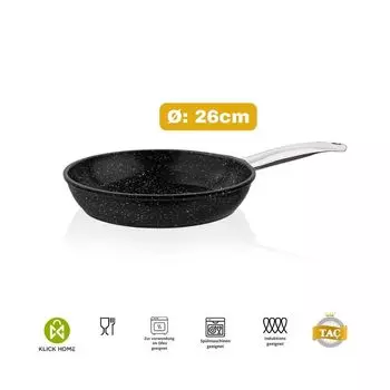 Литая сковорода Tac Gravita, 26 см, подходит для индукционной сковороды Сковорода черная TAC-3434