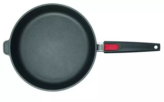 Литая титановая кастрюля WOLL NOWO с высоким бортиком, диаметром 28 см, высотой 7 см, съемная. Шток не индуктивный Norbert Woll, черный