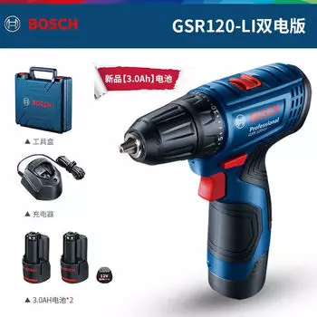 Дрель электрическая Bosch GSR120-Li + два аккумулятора 3.0Ah, зарядное устройство, кейс