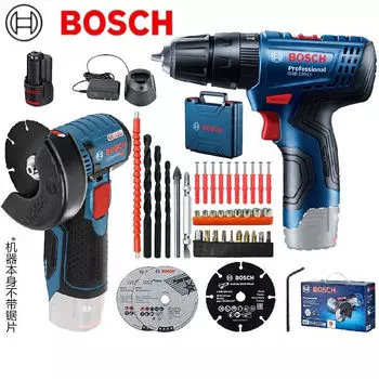 Литиевая электрическая дрель Bosch, аккумуляторная бесщеточная угловая шлифовальная машина, режущий станок, набор электроинструментов из двух предметов
