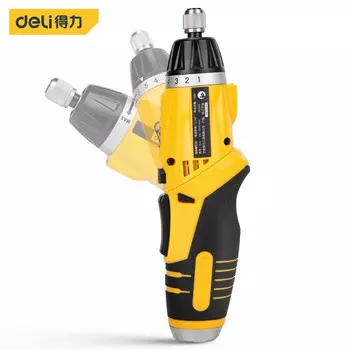 Литиевая электрическая отвертка Deli, ручная аккумуляторная дрель, маленькая головка отвертки, бытовой набор электроинструментов с прямым и обратным ходом, электрическая отвертка 3,6 В, набор из 46 предметов DL4