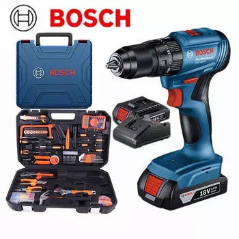 Дрель-шуруповерт аккумуляторная Bosch GSB 185-Li + набор ручных инструментов, аккумулятор, зарядное устройство