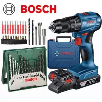 Дрель-шуруповерт аккумуляторная Bosch GSB 185-Li + набор сверл, аккумулятор, зарядное устройство