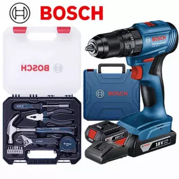 Литиевая бесщеточная аккумуляторная ударная дрель Bosch, электрическая отвертка, ручная дрель, профессиональный электроинструмент