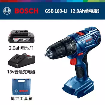 Дрель электрическая Bosch GSB 180-Li + аккумулятора 2.0Ah, зарядное устройство, кейс