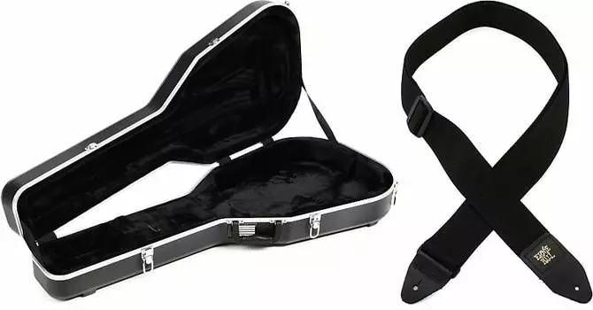 Литой футляр для акустической гитары Gator Deluxe ABS - черный в комплекте с 2-дюймовым ремешком из полипропилена Ernie Ball - черный Ernie Ball + Gator P04037=1 GC-APX=1