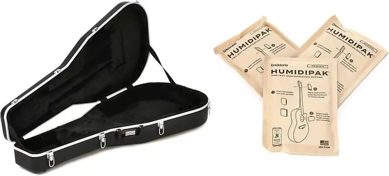 Литой кейс Gator Deluxe ABS — акустическая гитара Dreadnought в комплекте с увлажнителем D'Addario, сменным пакетом (3 шт.) Gator + D'Addario GC-Dread=1 PW-HPRP-03=1