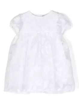 Little Bear расклешенное платье с цветочной вышивкой, белый