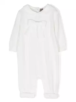 Little Bear трикотажный ромпер с бантом, белый