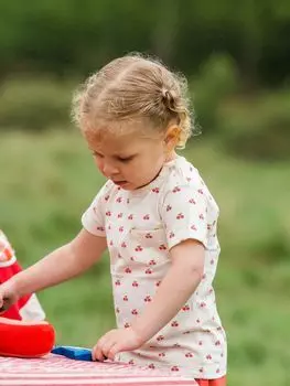 Little Green Radicals Детская футболка с короткими рукавами из органического хлопка вишневого цвета, кремовый/мульти