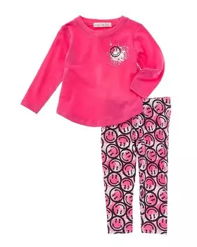 LITTLE MISH Комплект из 2 предметов: футболка и леггинсы Happy Graffiti, розовый