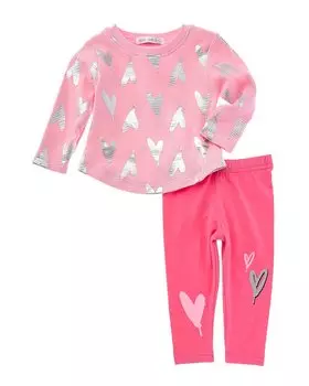 LITTLE MISH Комплект из 2 предметов Love Top & Leggings, розовый