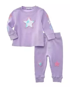 LITTLE MISH Набор из 2 предметов Star Tie-Dye, фиолетовый