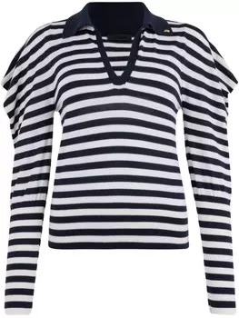 LIU JO Бело-голубой джемпер из шерсти и кашемира, синий