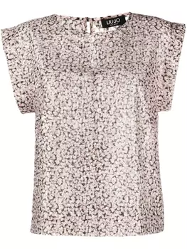 LIU JO блузка с короткими рукавами и цветочным принтом, розовый