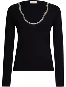 LIU JO Джемпер с драгоценными камнями, черный