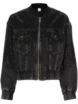 LIU JO джинсовая куртка, украшенная стразами, черный
