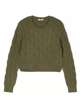 Liu Jo Kids джемпер с косой вязкой, зеленый