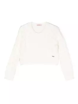Liu Jo Kids джемпер с косой вязкой, белый
