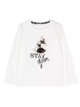 Liu Jo Kids футболка с длинными рукавами и графичным принтом, белый