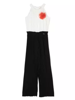 Liu Jo Kids комбинезон с цветочной аппликацией и складками, белый