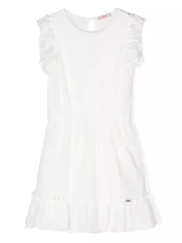 Liu Jo Kids платье с оборками и логотипом, белый