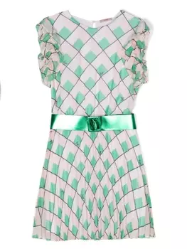 Liu Jo Kids платье с поясом и геометричным принтом, розовый