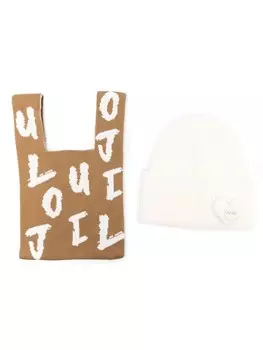 LIU JO комплект шапок с логотипом и брошью, белый